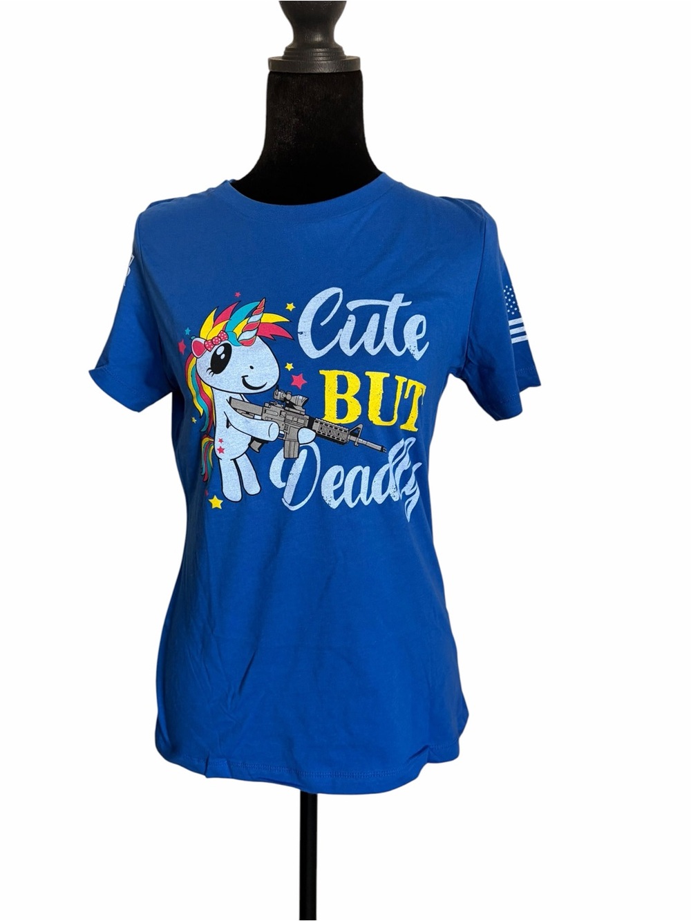 Woman’s Cute But Deadly Unicorn Graphic Tee - Blue